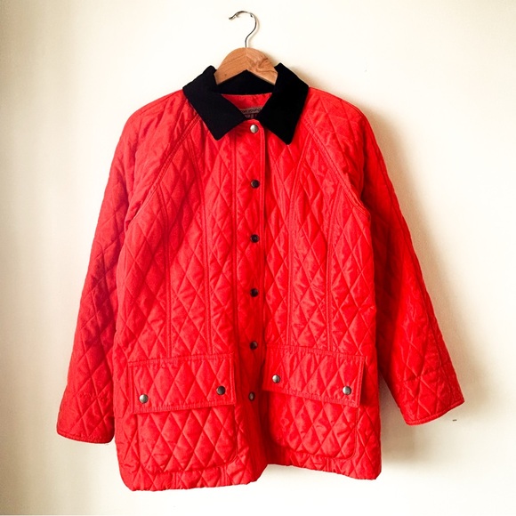 Sharon Young Jackets & Blazers - Sharon Young Quilted Classic Preppy Heritage Barn Chore Coat Orange Red Vintage